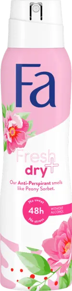 Deodorant spray cu parfum de bujori Fresh & Dry, 150ml, Fa