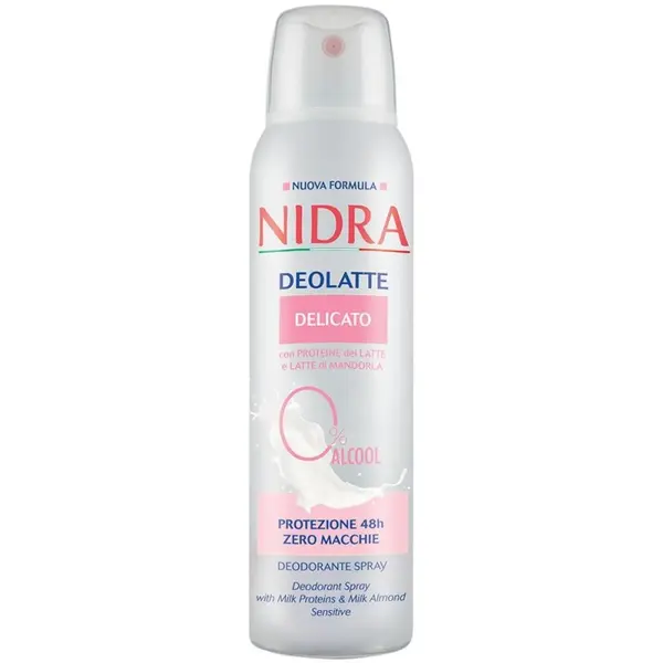 Deodorant Spray Nidra Deolatte Delicato cu Proteine din Lapte si Migdale, 150 ml