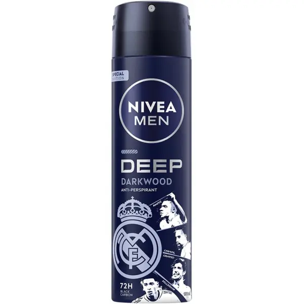 Deodorant Spray Nivea Men Deep Darkwood, Editie Speciala Real Madrid, 150 ml