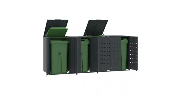 Depozitare cos gunoi roti 4 cosuri antracit 276x79x117 cm otel