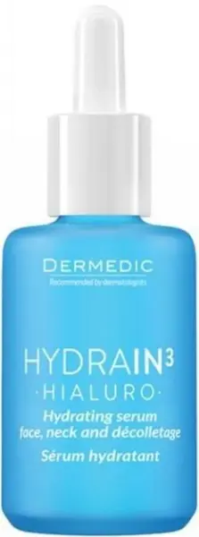 Dermedic Hydrain3 Hialuro Ser hidratant pentru față, gât și decolteu, 30 ml