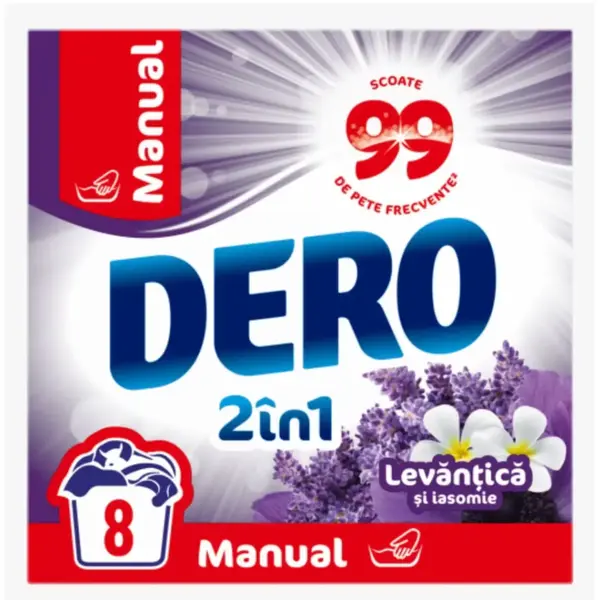 Dero Detergent manual, 400 g, 8 spalari, 2in1 Levantica si Iasomie