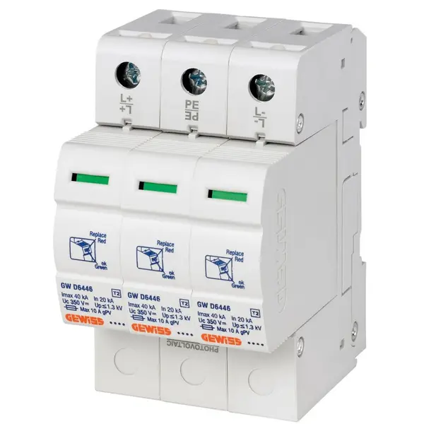 Descarcator pentru sistemele fotovoltaice LST - SPD 3P 40KA 600V DC T2 Gewiss GWD6426