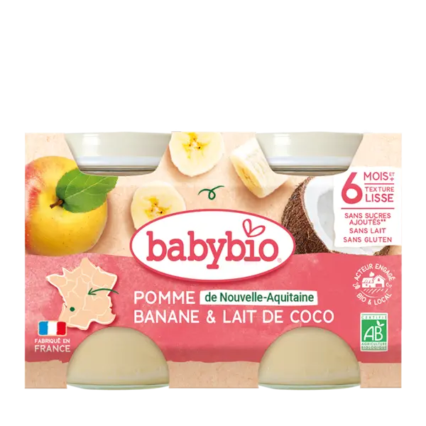 Desert din mere, banane si cocos, 2 x 130g, BabyBio