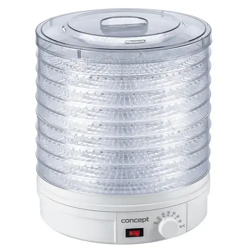Deshidrator de alimente Concept SO1020, 245 W, 9 tavi, tava 32cm, ventilator, 35-70 °C, Alb