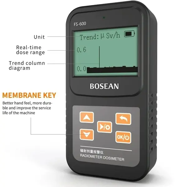 Detector de radiație nucleară, poate detecta raze X, β, γ dozimetru portabil BOSEAN FS-600