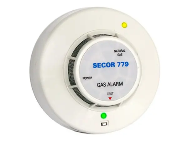 Detector gaz metan Primatech SECOR 779/220V, 220V, alarma sonora 85dB, LED, releu NO/NC, montaj tavan