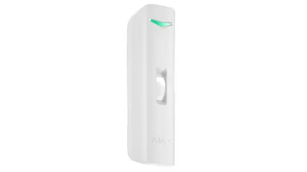 Detector miscare tip perdea exterior si interior, Ajax Curtain Outdoor Mini WH, wireless, PIR, distanta 5m, 2x CR123A incluse, IP55, alb