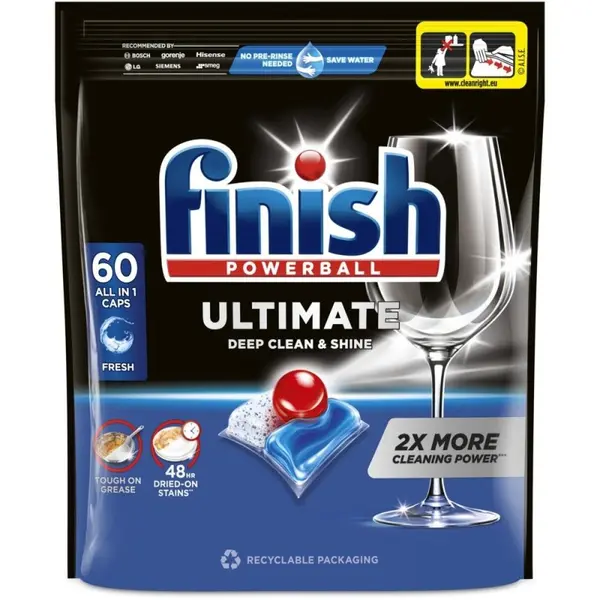 Detergent Capsule pentru Masina de Spalat Vase Finish Ultimate Fresh, 60 Capsule