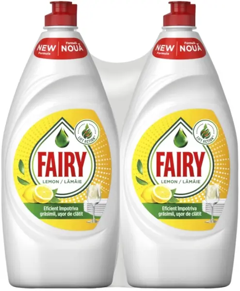 Detergent de vase Fairy - Lemon, 2x900 ml
