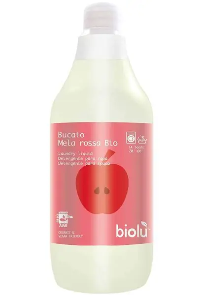 Detergent ecologic lichid pentru rufe albe si colorate mere rosii 1L Biolu