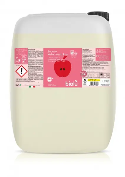 Detergent lichid pentru rufe albe si colorate cu mere rosii ecologic 20l Biolu