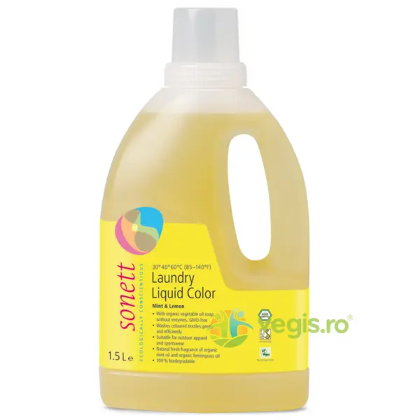 Detergent Lichid pentru Rufe Colorate cu Menta si Lamaie Ecologic/Bio 1.5L