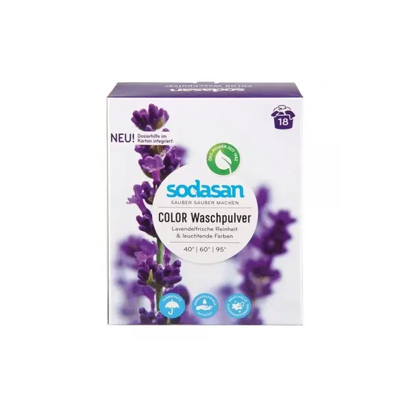 Detergent praf Sodasan bio de rufe colorate cu lavanda 1,010 kg
