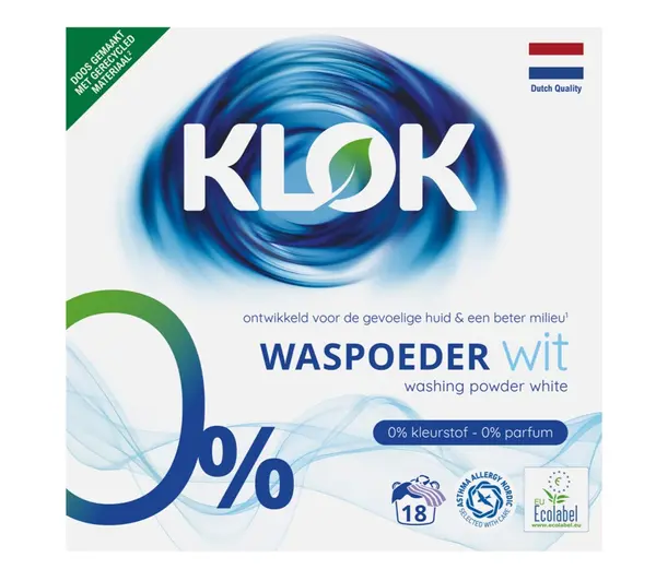 Detergent pudra pentru rufe albe, 18 spalari, Klok