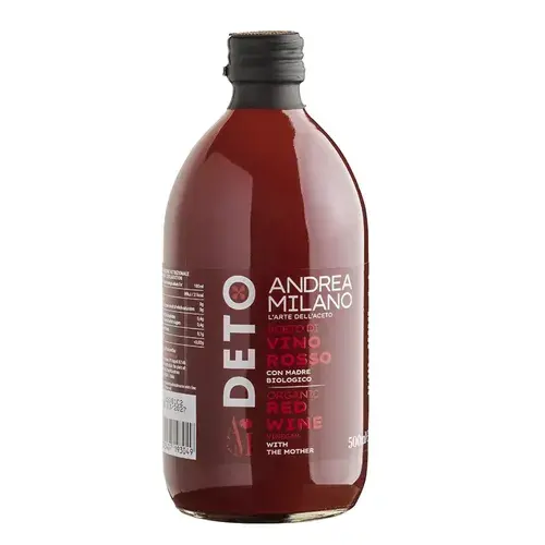DETO BIO Oțet de Vin Roșu Organic Nefiltrat, 500ml | Andrea Milano