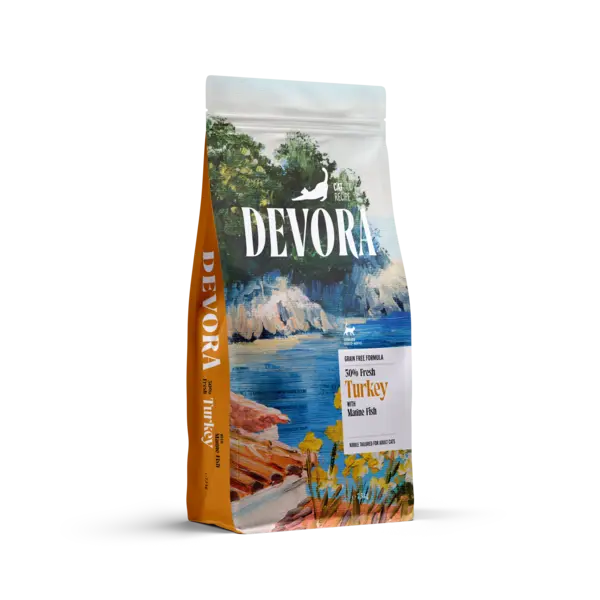 DEVORA GRAIN-FREE CAT ADULT STERILISED CURCAN SI HERING 7.5KG