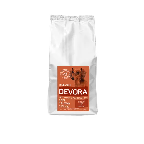 DEVORA Small Breeds, XS-S, Somon și Căprioară, hrană uscată fără cereale câini Devora Grain Free Dog Mini Adult cu Caprioara, Somon si Rata, 7.5 kg