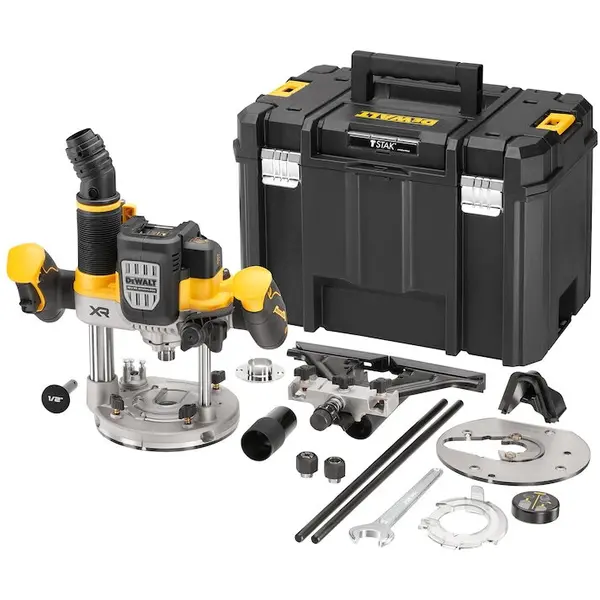 Dewalt Masina de frezat verticala (router) pe acumulator DeWALT DCW620NT, 18V XR, motor fara perii, 1/2 inch, adancime frezare 70 mm, 23000 RPM, diametru maxim taiere 63 mm, sistem Constant Speed Control, cutie TSTAK, accesorii, fara incarcator/acumulato