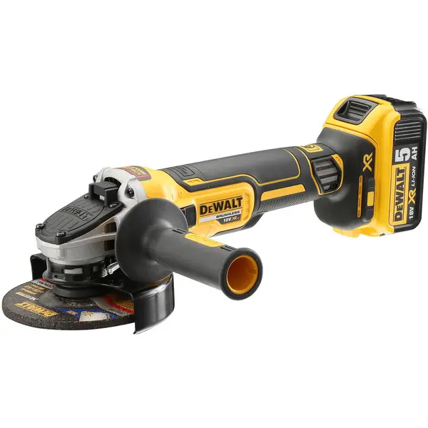 Dewalt Polizor unghiular pe acumulator Dewalt DCG405P2-QW, 1000 W putere nominala, 18 V, 5 Ah acumulator Li-Ion, 9000 RPM, 125 mm diametru disc, M14 sistem prindere