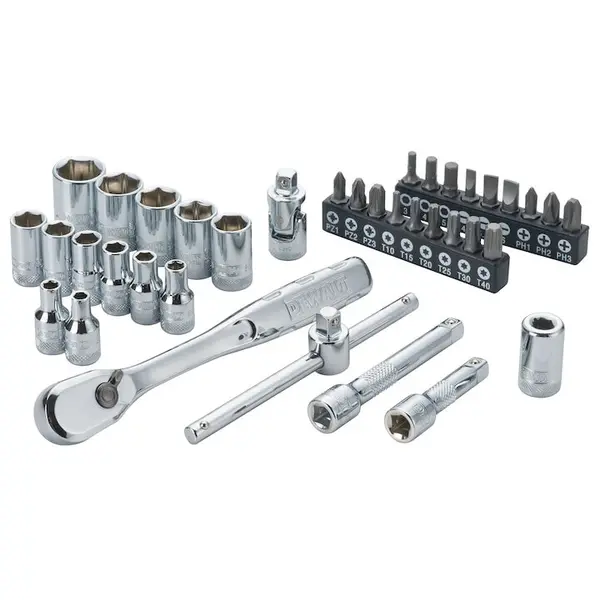 Dewalt Set tubular metric complet DeWALT DWMT19238-1, 1/4 inch cu 37 piese, clichet cu cap de para 72 dinti, tehnologie DirectTorque pentru contact optim si prevenirea rotunjirii, maner striat pentru prindere sigura si control imbunatatit