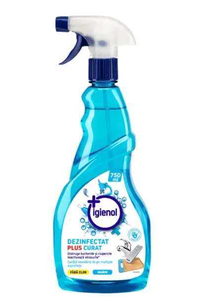 Dezinfectant lichid fara clor Igienol Marin 750 ml antibacterian cu pulverizator pentru suprafete Dezinfectant suprafete mici pulverizator 750 ml Igienol Marin