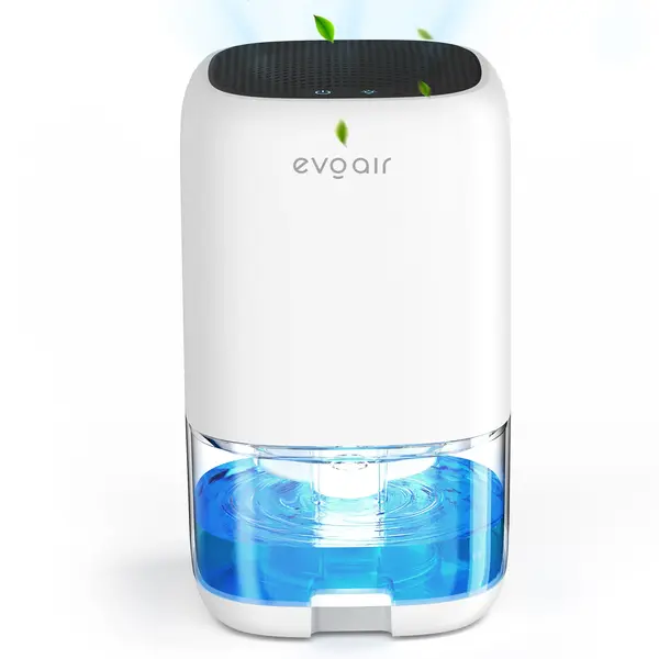 - Dezumidificator aer Evoair HUMIX300, 300ml/24h, Silentios, Lumina Ambientală în 7 culori, Rezervor 1l, Alb