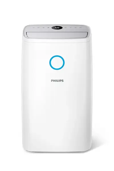 Dezumidificator de aer Philips Seria 3000 DE3306/11, pana la 34,3 L/D, eficient in incaperi de pana la 150 m3, aromaterapie, tehnologia AeraSense, mod uscare rufe, 3 viteze ale ventilatorului si 4 setări de umiditate, 17 functii de siguranta (Alb)