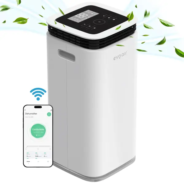 - Dezumidificator evoair, FlexiDry 22 Smart, 22l/24h Senzor de Umiditate, Functie Ionizare, Uscare Rufe, Rezervor 4.5l, Alb