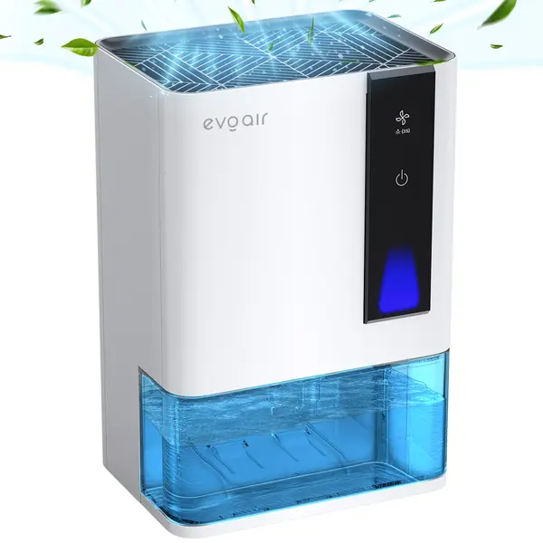 - Dezumidificator Evoair HIDRY PLUS, 900ml/24h, Lumina ambientala in 7 culori, Rezervor 1.9l, 3 Viteze, Functie Auto Dezghetare, Alb