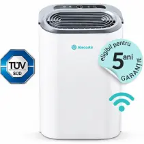Dezumidificator si purificator cu consum redus de energie AlecoAir D14 PURIFY, 12 l /24h, WiFi, HEPA, Ionizare, Uscare Rufe