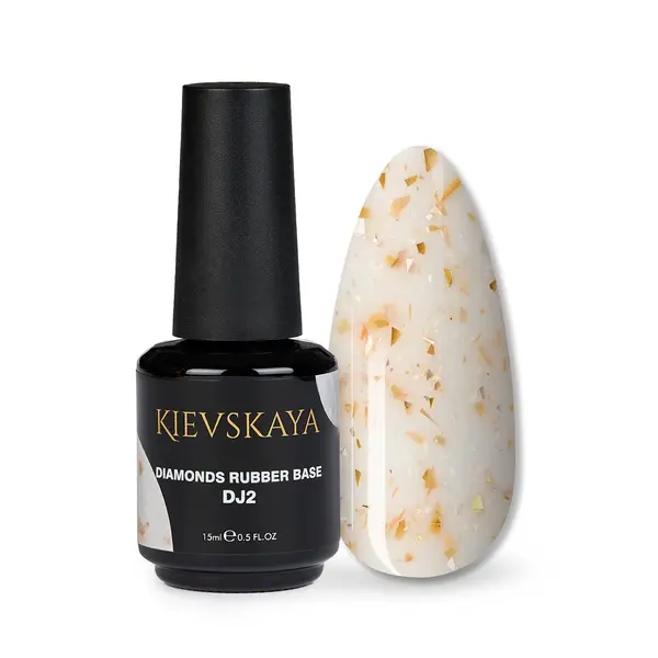 Diamonds Rubber Base Kievskaya Nr. 02 15ml | Bază rubber color cu fulgi aurii