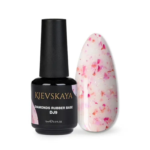 Diamonds Rubber Base Kievskaya Nr. 09 15ml | Bază rubber color cu particule roz