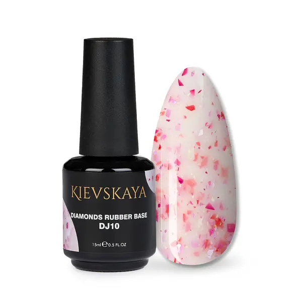 Diamonds Rubber Base Kievskaya Nr. 10 15ml | Bază rubber color cu particule roz intens