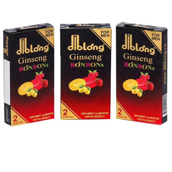 Diblong Ginseng Bonbons - supliment alimentar pentru bărbați, bomboane cu ingrediente naturale ce susțin sănătatea sexuală și funcția erectilă, 3 cutii x 2 buc