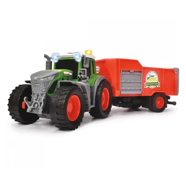 Dickie Tractor cu remorca Dickie Farm, 26 cm, cu remorca, lumini si sunete, Fendt