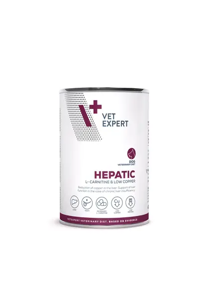 Dieta veterinara umeda HEPATIC DOG 4T, Vet Expert, 400 gr
