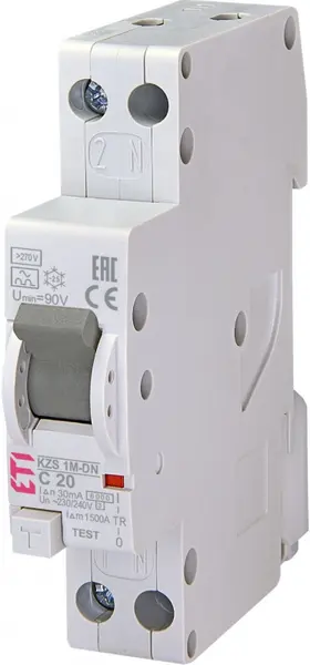 diferential rcbo kzs-1m-dn 1p+n a c20/0.03 6ka 002175155