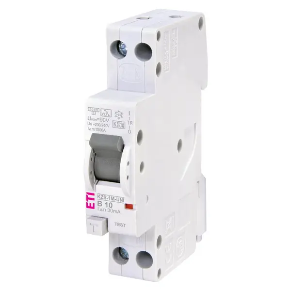 Diferential RCBO KZS-1M-UNI 1p+N A B10 0.03 - ETI 002176022
