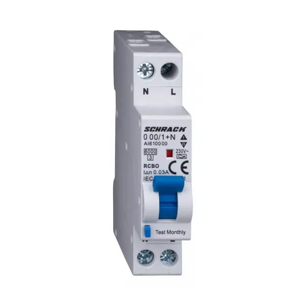 Diferential Tip A, B 16 003A, 1+N, 1 modul, 6kA, SCHRACK AI618516