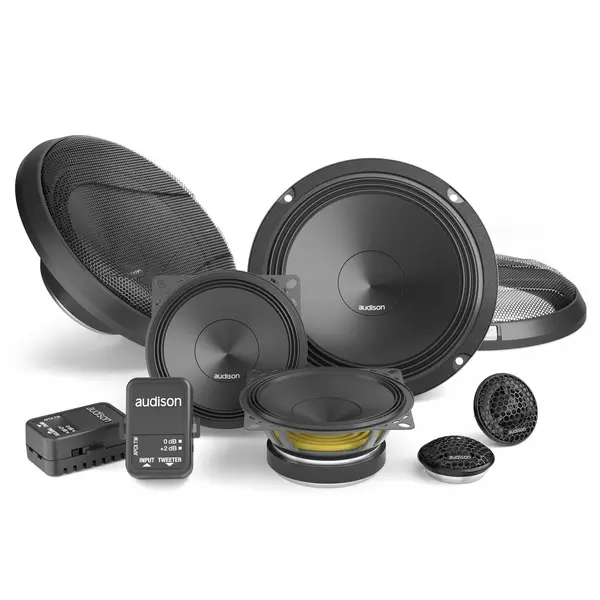 Difuzoare auto Audison Prima APK 163 set sistem 3 cai, 165mm, 125W RMS, 4Ω, set 6 difuzoare + accesorii