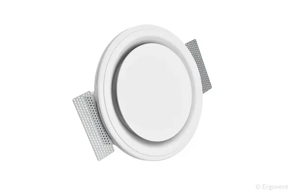 - Difuzor de ventilație din gips, fără ramă, ERGOVENT RONDO-125 COANDA / formă rotundă / conexiune la tubulatură 125 mm (5")