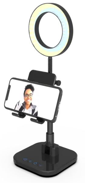 Digipower Success Suport Birou cu Lampa LED Ring Light 6" pentru Telefon si Tableta, 3 Moduri Culoare, 10 Trepte Luminozitate