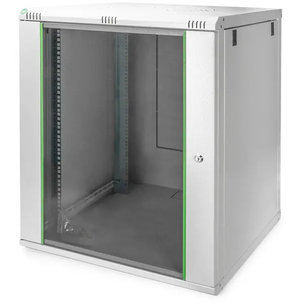 Digitus Cabinet Rack DIGITUS DN-19 16U-6/6-EC, de perete, 19 inch, 16U, dimensiune 600 x 600 mm, usa sticla, Gri deschis