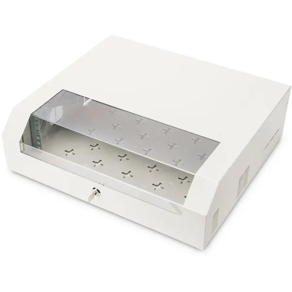 Digitus Cabinet Rack DIGITUS SOHO SLIM DN-19 04U-PB, de perete, 19 inch, 5U, dimensiune operationala 525 x 475 mm, Alb