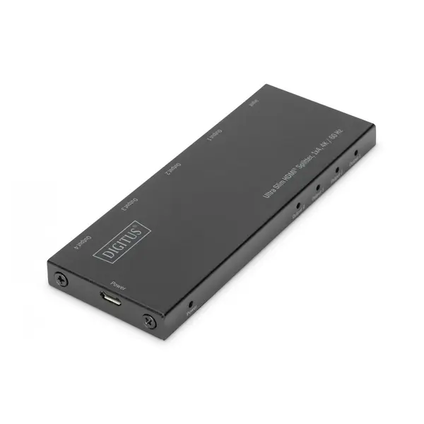 Digitus DIGITUS DS-45323 Ultra Slim HDMI Splitter 1x4 4K/60Hz HDR HDCP 2.2 18 Gbps Micro USB powered