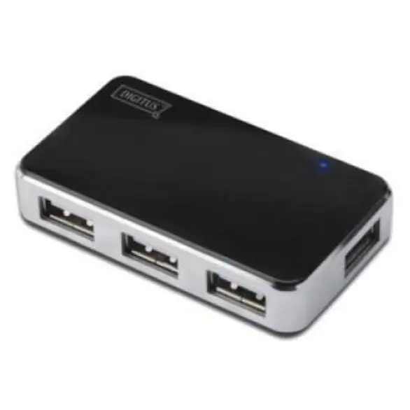 Digitus HUB USB 2.0 cu cablu, Digitus, 4 porturi, Argintiu/Negru