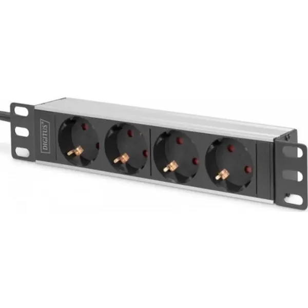 Digitus Priza, Digitus,Pentru dulapuri rack de 10, 4xSchuko, 2m, 16A, Negru