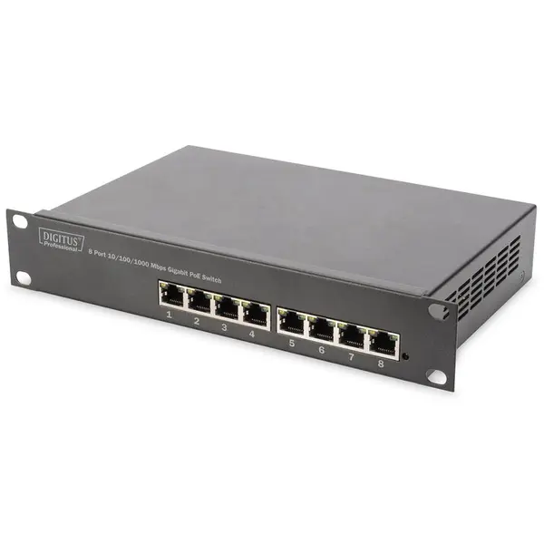 Digitus Switch Digitus, 8 porturi Gigabit PoE+, Buget PoE 80W, Neadministrat