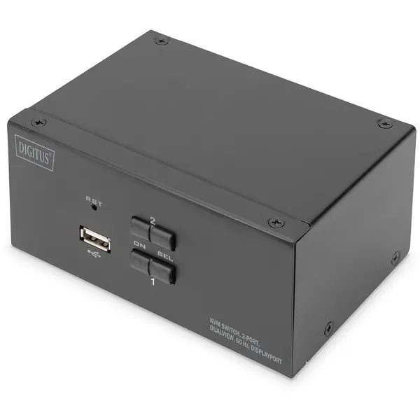 Digitus Switch KVM Digitus, 2 porturi, Dual Display, 4K/60Hz, DisplayPort